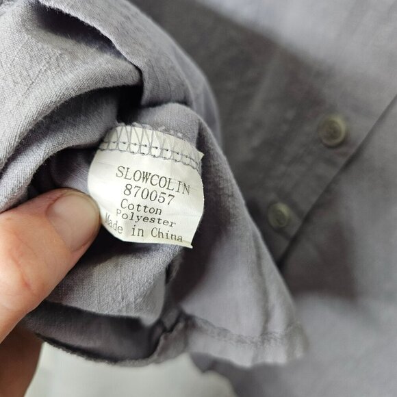 Slowcolin Women's Tunic Cotton/Polyester‎ Light Bluish Gray Long Sleeve Button L - Picture 6 of 10